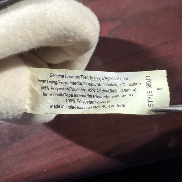 Isotoner Leather Gloves Thinsulate Lined Brown Size 8 - Picture 3 of 4